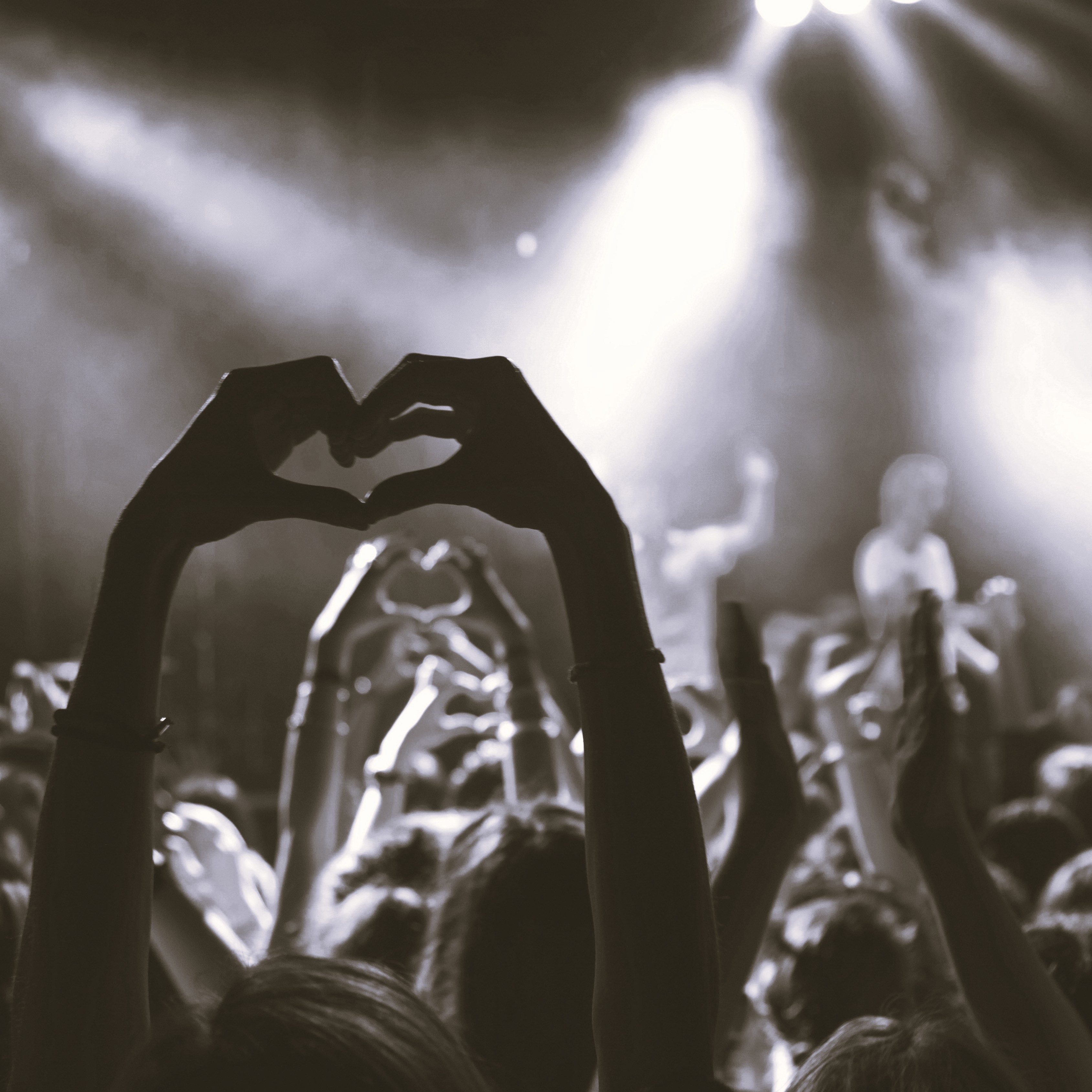 publika pokazuje srca rukama na koncertu